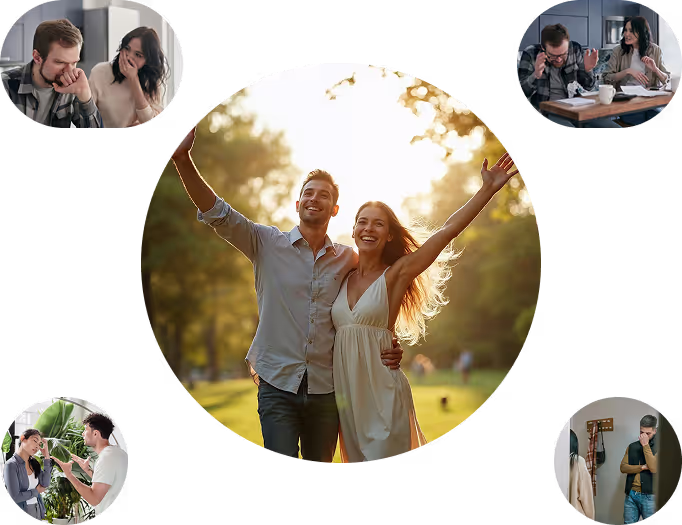 A happy couple free of couple fights, miscommunications and other couple problems