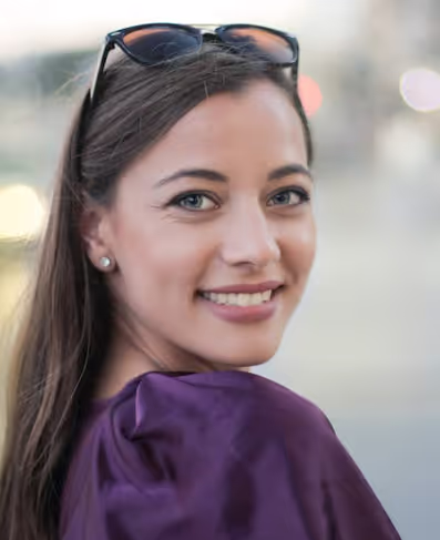 A happy woman smiling